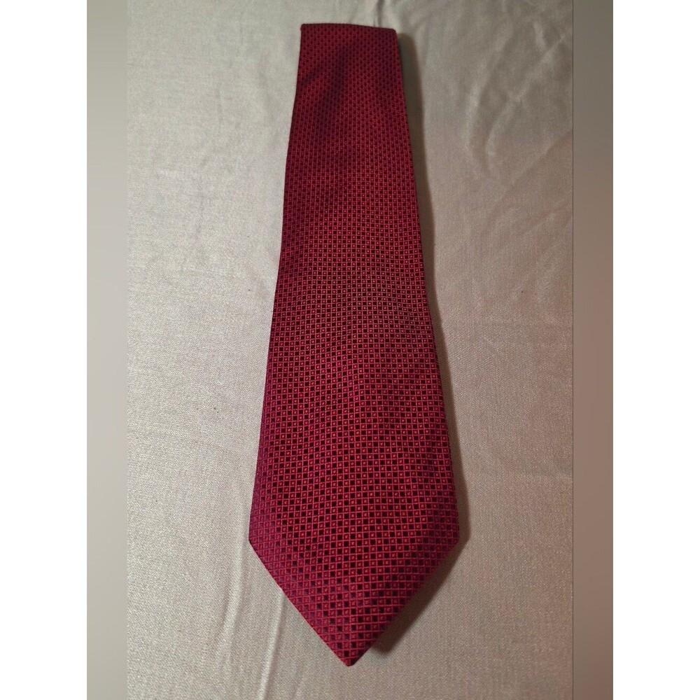 Kenneth Cole New York Classic Men's Red Patterned Tie Imported Silk